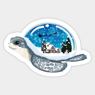 Turtle Winter Wonderland Snow Globe Sticker
